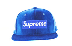 シュプリーム SUPREME 22AW New Era ニューエラ  Velour Box Logo Cap ベロア ボックスロゴ キャップ 青 帽子 メンズ帽子 キャップ ロゴ ブルー 103hat-2