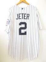 NIKE ナイキ Derek Jeter New York Yankees ニューヨーク ヤンキース デレク ジーター ジーターモデル 2020 MLB レプリカ ユニフォーム ジャージ 半袖 シャツ ボタン トップス ホワイト 白 ストライプ サイズXL メンズ (TP-679)