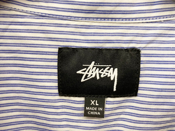 ステューシー STUSSY BIG BUTTON STRIPE SHIRT ビッグボタン ストライプシャツ ブルー系 青 ストライプ ボタン 長袖 シャツ 1110125 XL 長袖シャツ ストライプ ブルー LLサイズ 101MT-994