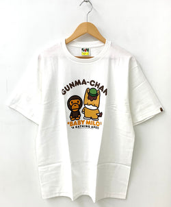 アベイシングエイプ A BATHING APE BABY MILO × GUNMA CHAN TEE ベイビーマイロ ぐんまちゃん クルーネック 前橋店 限定 Tシャツ プリント ホワイト Lサイズ 201MT-910