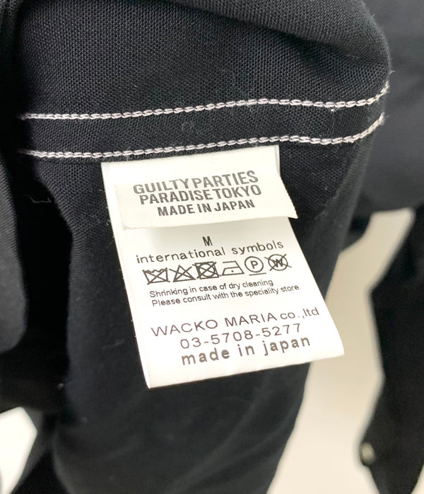 ワコマリア WACKO MARIA 開襟シャツ  オープンカラーシャツ 長袖シャツ 無地 ブラック 201MT-1677