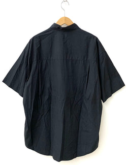 グラフペーパー Graphpaper BROAD S/S OVERSIZED REGULAR COLLAR SHIRT 日本製 GM201-50094B 半袖シャツ 無地 ブラック フリーサイズ 201MT-1071