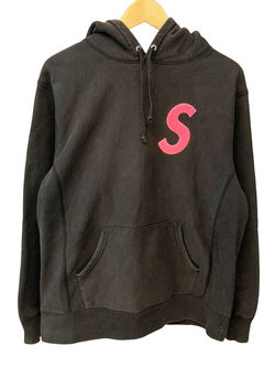 シュプリーム SUPREME S logo hooded sweatshirt フード プルオーバー パーカー ブラック系 黒 刺繍 ロゴ  パーカ ワンポイント ブラック Lサイズ 101MT-1302