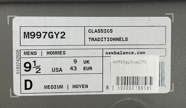 ニューバランス new balance MADE IN U.S.A. 997シリーズ Dワイズ M997GY2 メンズ靴 スニーカー ロゴ グレー 201-shoes143