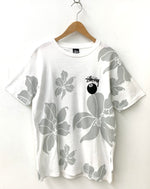 ステューシー STUSSY 8ボール ハイビスカス クルーネック Tee Tシャツ ロゴ ホワイト Mサイズ 201MT-939