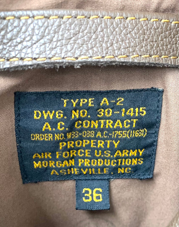 モーガンプロダクション MORGANPRODUCTIONS A-2 レザージャケット DWG.NO.30-1415 ジャケット 無地 ブラウン 36サイズ 201MT-1954