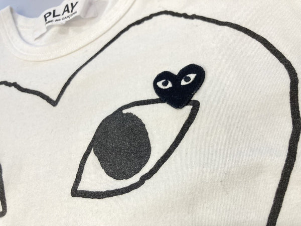 コムデギャルソン COMME des GARCONS ブラックハート PLAY COMME DES GARCONS Tシャツ 白 ホワイト プリント ハート 半袖 トップス AZ-T102 Tシャツ プリント ホワイト Lサイズ 101MT-443