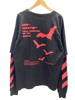 オフホワイト Off-White  DIAG BATS DOUBLE SLEEVE TEE ダイアゴナル バット プリント ダブルスリーブカットソー 黒 トップス  M ロンT プリント ブラック 101MT-1772