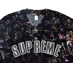 シュプリーム SUPREME 19AW Floral Velour Baseball Jersey Short ベロア フローラル ベースボールシャツ 黒 半袖シャツ ワンポイント ブラック Sサイズ 103MT-117