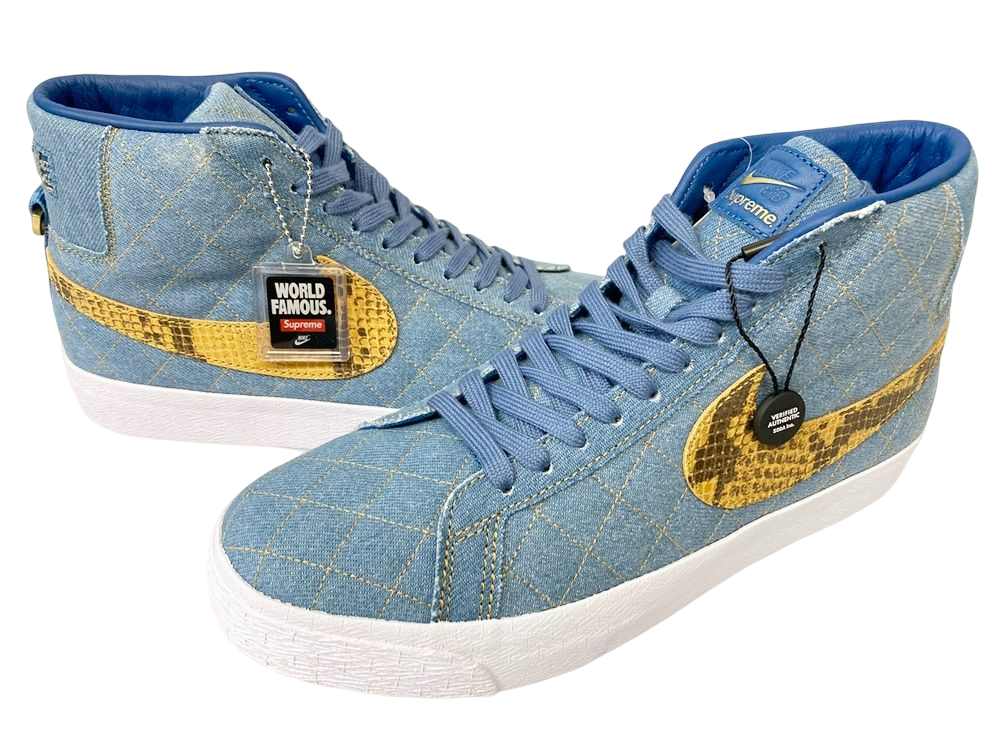 ナイキ NIKE SB ZOOM BLAZER MID QS 2 SUPREME ズーム ブレイザー ミッド シュプリーム デニム ハイカット ブルー系  青 DX8421-400 メンズ靴 スニーカー ブルー 27.5cm 101-shoes886 | 古着通販のドンドンサガール