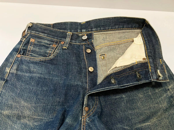 エヴィス EVISU No2 NO2 戎 SPECIAL 釣りパッチ 刺繍カモメ 赤耳 初期 セルビッチ デニムパンツ ジーンズ ジーパン  Lot 2501RXX デニム 刺繍 ネイビー 29×35 101MB-322