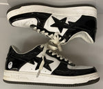 ア ベイシング エイプ A BATHING APE BAPESTA BLACK エナメル  ベイプスタ ロー 黒×白 1H70191001 メンズ靴 スニーカー ブラック 101-shoes846