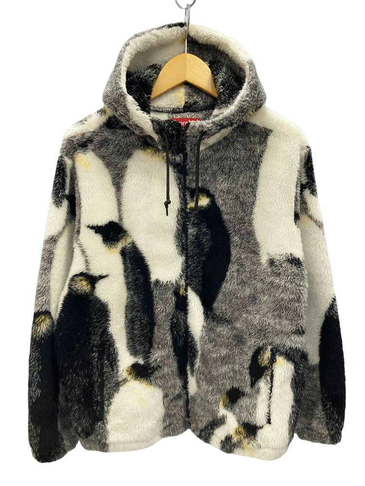 シュプリーム SUPREME 20FW Penguins Hooded Fleece Jacket ペンギン フード フリースジャケット ボア  ブラック系 黒 アウター ジャケット 総柄 ブラック Sサイズ 101MT-1442