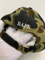 【中古】アベイシングエイプ A BATHING APE BAPE 刺繍 日本製 帽子 メンズ帽子 キャップ カモフラージュ・迷彩 カーキ 201goods-110