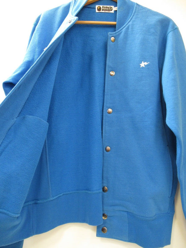 A BATHING APE ア ベイシング エイプ ブルゾン ジャケット ブルー コットン 星 刺繍 青 サイズL メンズ (TP-615)