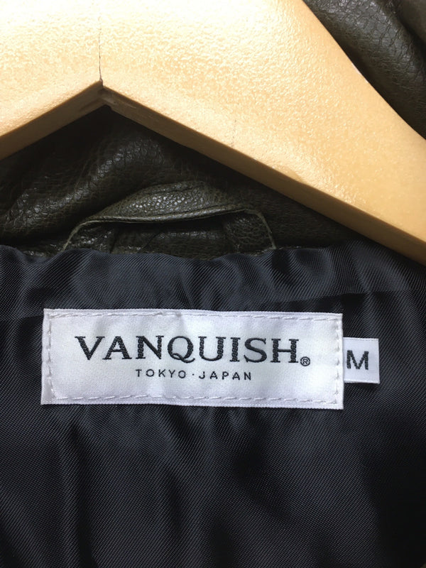 VANQUISH　やぎ革　フード付きジャケット　サイズM　カーキ　タグ付き