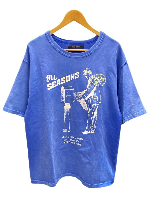 リース クーパー REESE COOPER HOW A LETTER TRAVELS 半袖 カットソー トップス ブルー系 青 Made in USA XL Tシャツ プリント ブルー LLサイズ 101MT-1760