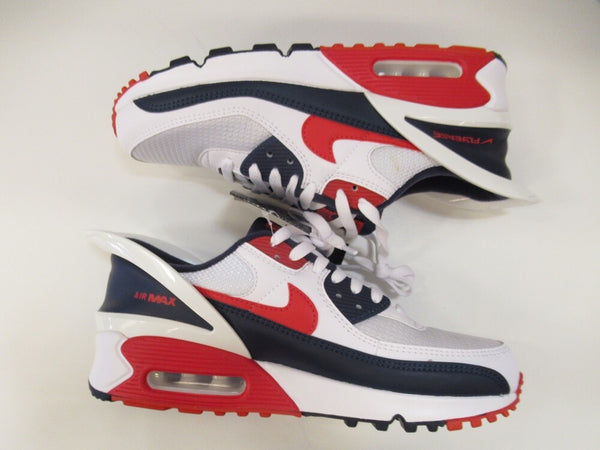 NIKE AIR MAX 90 FLYEASE WHITE/UNIVERSITY RED-WHITE ナイキ エアマックス90 フライイーズ ホワイト/ユニバーシティ-レッド 白×ネイビー×赤 メンズ スニーカー シューズ 靴 サイズ26.5cm CU0814-104 (SH-475)