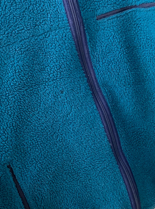 パタゴニア PATAGONIA フリース ジップアップ USA製 ジャケット 無地 ブルー Lサイズ 201MT-1504