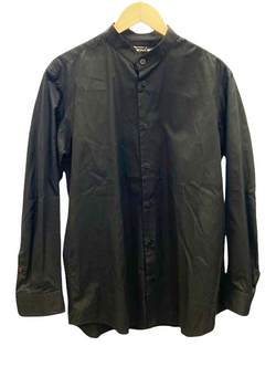 イッセイミヤケ ISSEY MIYAKE MEN  スタンドカラーシャツ ベーシックシャツ 黒 シンプル  日本製 コットンシャツ ME81FJ902 サイズ2 長袖シャツ 無地 ブラック 101MT-1392