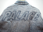 パレス PALACE DENIM BOSSY SHIRT Washed Blue デニム ボシーシャツ 青系 背面ロゴ ウォッシュ加工 長袖シャツ 刺繍 ブルー Lサイズ 101MT-614