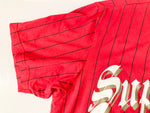 シュプリーム SUPREME 19AW LOVE HATE BASEBALL JERSEY ベースボールシャツ レッド系 赤 ストライプ  ジャケット プリント レッド Mサイズ 101MT-1234