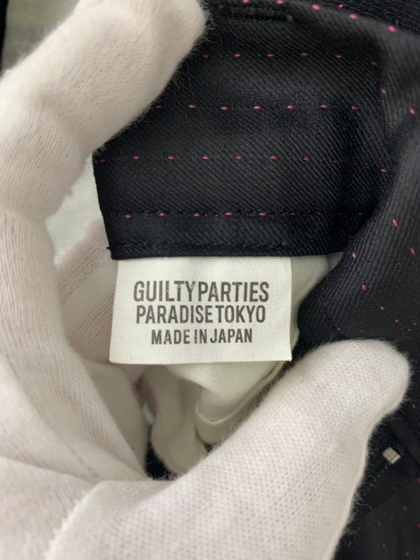 ワコマリア WACKO MARIA ドメール DORMEUIL GUILTY PARTIES ウール ハーパン ショート スラックス ドット柄 ハーフパンツ ストライプ ブラック Lサイズ 201MB-224