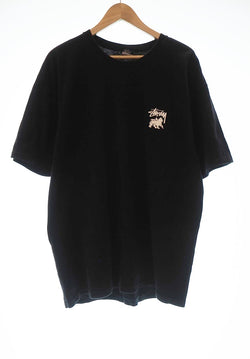 ステューシー STUSSY Hold the medz deh pon dat TEE 半袖カットソー 黒 バックプリント Tシャツ ロゴ ブラック Lサイズ 101MT-510