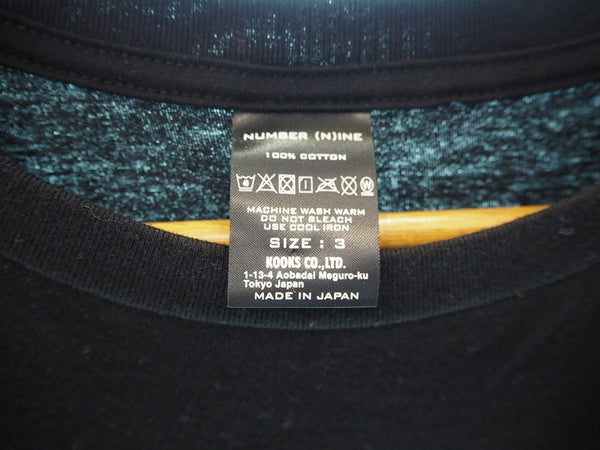 ナンバーナイン NUMBER (N)INE KICK OUT T-SHIRTS SKULL スカル ドクロ 半袖 カットソー サイズ３ 日本製 Tシャツ プリント ブラック 101MT-382