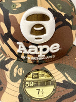 【中古】ア ベイシング エイプ A BATHING APE Aape カモフラ柄 迷彩 刺繍 ロゴ NEW ERA ニューエラ キャップ カーキ系 AAPCPM4001XBB 帽子 メンズ帽子 キャップ ロゴ カーキ 101hat-37