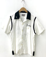 ヒューストン HOUSTON ボウリングシャツ ワンポイント 40074 半袖シャツ 刺繍 ホワイト Lサイズ 201MT-943
