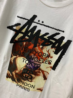 ステューシー STUSSY bronx compton santa ana クルーネック Tee Tシャツ プリント ホワイト Lサイズ 201MT-1120