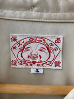 エヴィス EVISU 半ポロ 千鳥柄 ロゴ サイズ4 日本製 半袖ポロシャツ 刺繍 ベージュ 201MT-1322