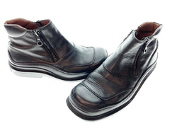 イッセイミヤケ ISSEY MIYAKE ISSEY MIYAKE MEN レザー シューズ ブーツ 牛革 ジップ ブラック系 黒 Made in ITALY  ME43-AJ004 メンズ靴 その他 ブラック 101-shoes687