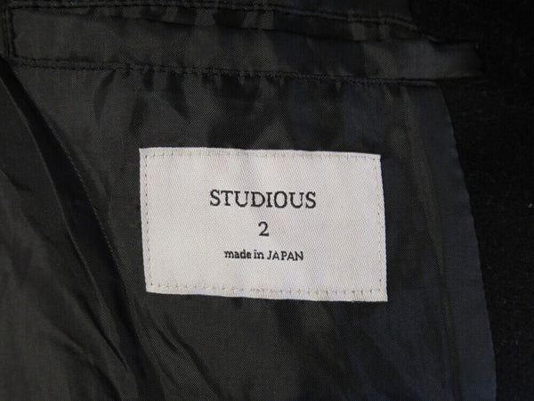 studious ステュディオス ステンカラー コート アウター ウール ブラック メンズ サイズ2 106451006