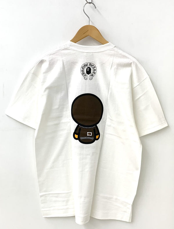 アベイシングエイプ A BATHING APE × クロムハーツ Chrome Hearts カラー マイロ milo コラボ Tシャツ プリント ホワイト Lサイズ 201MT-814