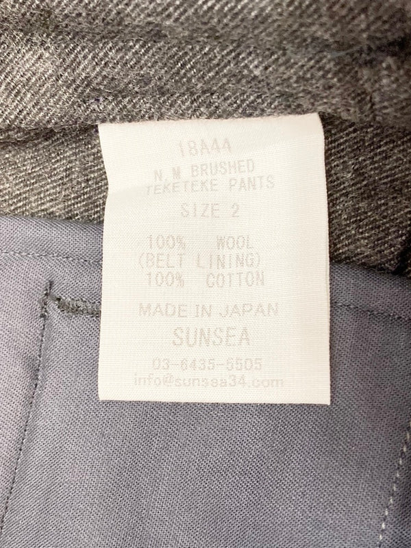 サンシー SUNSEA 18AW N．M BRUSHED TEKETEKE PANTS テケテケパンツ ウール Made in JAPAN 日本製 チャコールグレー  18A44 ボトムスその他 無地 グレー サイズ2 101MB-296