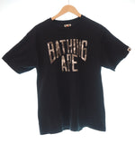 ア ベイシング エイプ A BATHING APE BAPE APE プリントTシャツ カモフラロゴ 半袖 半袖カットソー トップス 黒  Tシャツ プリント ブラック Lサイズ 101MT-900