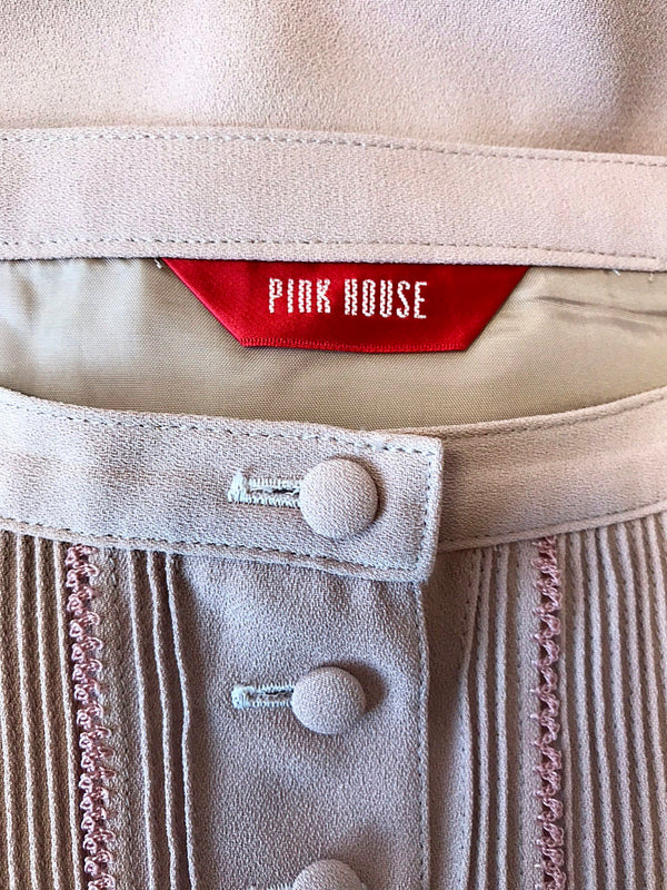 【中古】PINK HOUSE ピンクハウス リボン使い フロントボタン ロングスカート