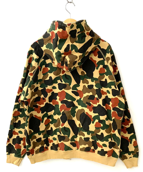 ア ベイシング エイプ A BATHING APE ダブルジップ フーディー 日本製 パーカ カモフラージュ・迷彩 ベージュ Lサイズ 201MT-1213