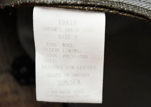 サンシー SUNSEA  Caramel Check Coat ステンカラーコート 茶 19A33 2 ジャケット チェック ブラウン 103MT-55