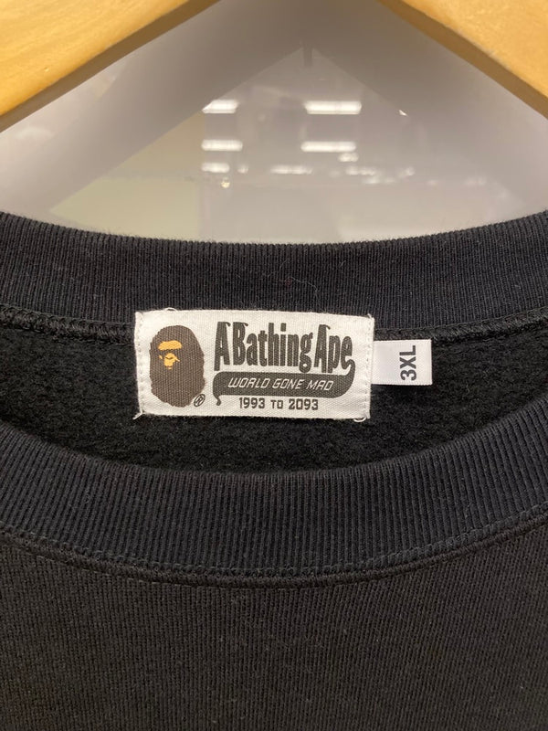 ア ベイシング エイプ A BATHING APE スウェット プルオーバー 長袖カットソー ビッグロゴ シルエット 黒 3XL スウェット プリント ブラック 4Lサイズ 101MT-1169