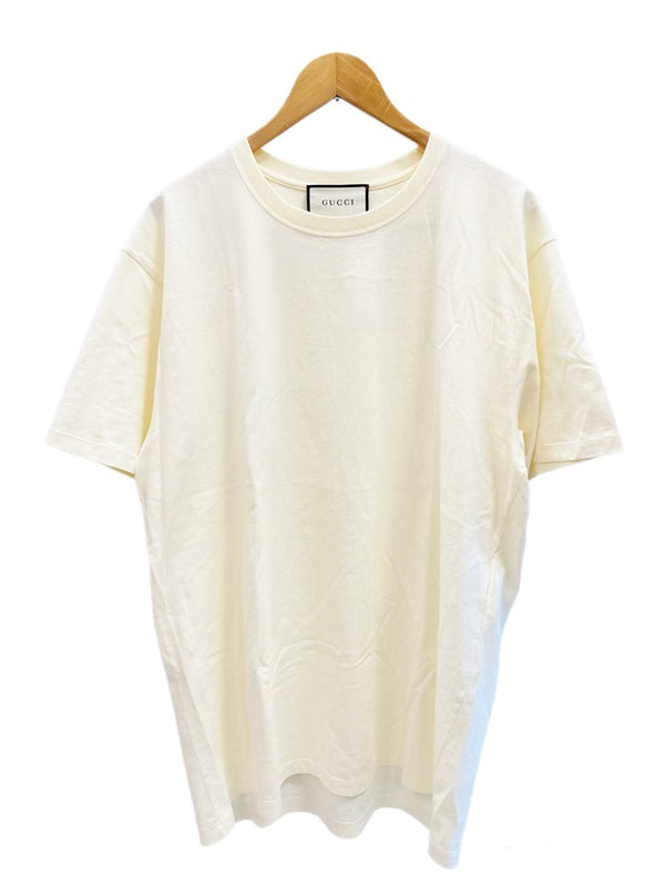 グッチ GUCCI 1921-025 9307 Mod. 334 LOGO Cream バックプリントTシャツ ロゴ クルーネック 半袖カットソー  クリーム系カラー XL Tシャツ 無地 LLサイズ 101MT-1829
