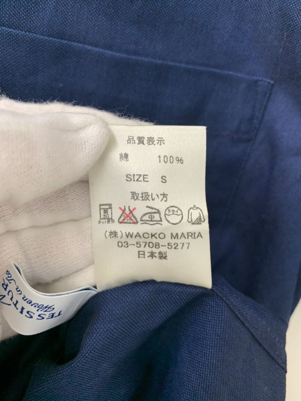 ワコマリア WACKO MARIA TESSITURA MONTI 半袖シャツ ワンポイント ネイビー Sサイズ 201MT-659