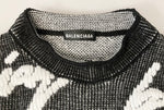 バレンシアガ BALENCIAGA 20AW Crewneck 3D Scribble Knit Sweater 3Dスクリブル ニット オーバーサイズ クルーネック ロゴ 21AW ニット セーター プルオーバー ブラック系 黒  625985 T3180 9040 セーター ロゴ ブラック Mサイズ 101MT-1150