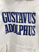 チャンピオン Champion 90s~ リバースウィーブ REVERSE WEAVE メキシコ製 Gustavus Adolphus カレッジパーカー プルオーバー フーディ ヴィンテージ 古着 パーカ プリント グレー Lサイズ 101MT-1928