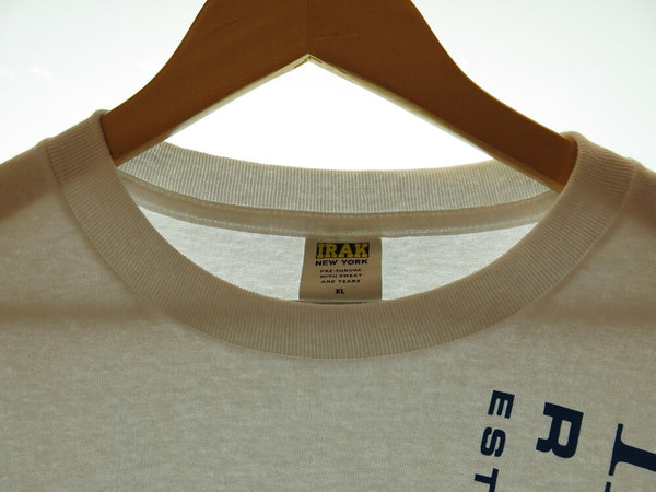 IRAK アイラック NY Tall Tee ニューヨーク トール Tシャツ 白 ホワイト プリント 青 ブルー ロゴ トップス 半袖 メンズ サイズXL (TP-890)