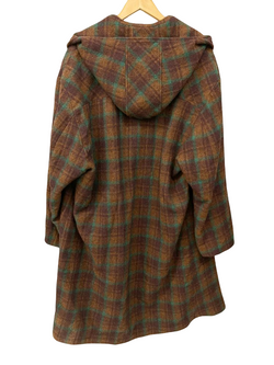 ミャオラン MIAORAN チェックジャケット コート アウター ウール フード ボルドー系 Made in ITALY サイズ3 ジャケット チェック ワインレッド 101MT-1297