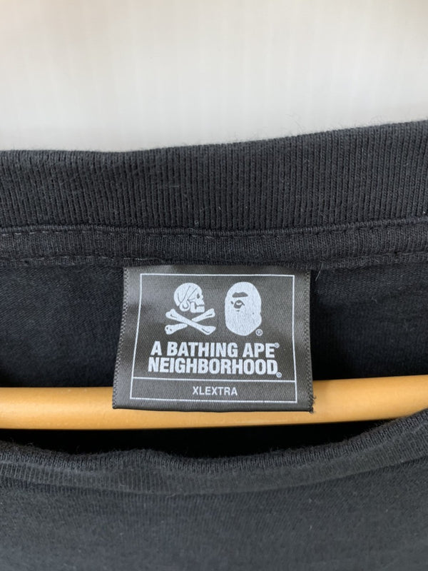 アベイシングエイプ A BATHING APE NEIGHBORHOOD ネイバーフッド APE × NBHD Tシャツ プリント ブラック 3Lサイズ 201MT-260