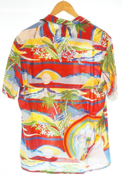 ラルフローレン RalphLauren POLO アロハシャツ 開襟シャツ カジュアルシャツ  赤系 マルチカラー 半袖シャツ 総柄 レッド Mサイズ 101MT-858